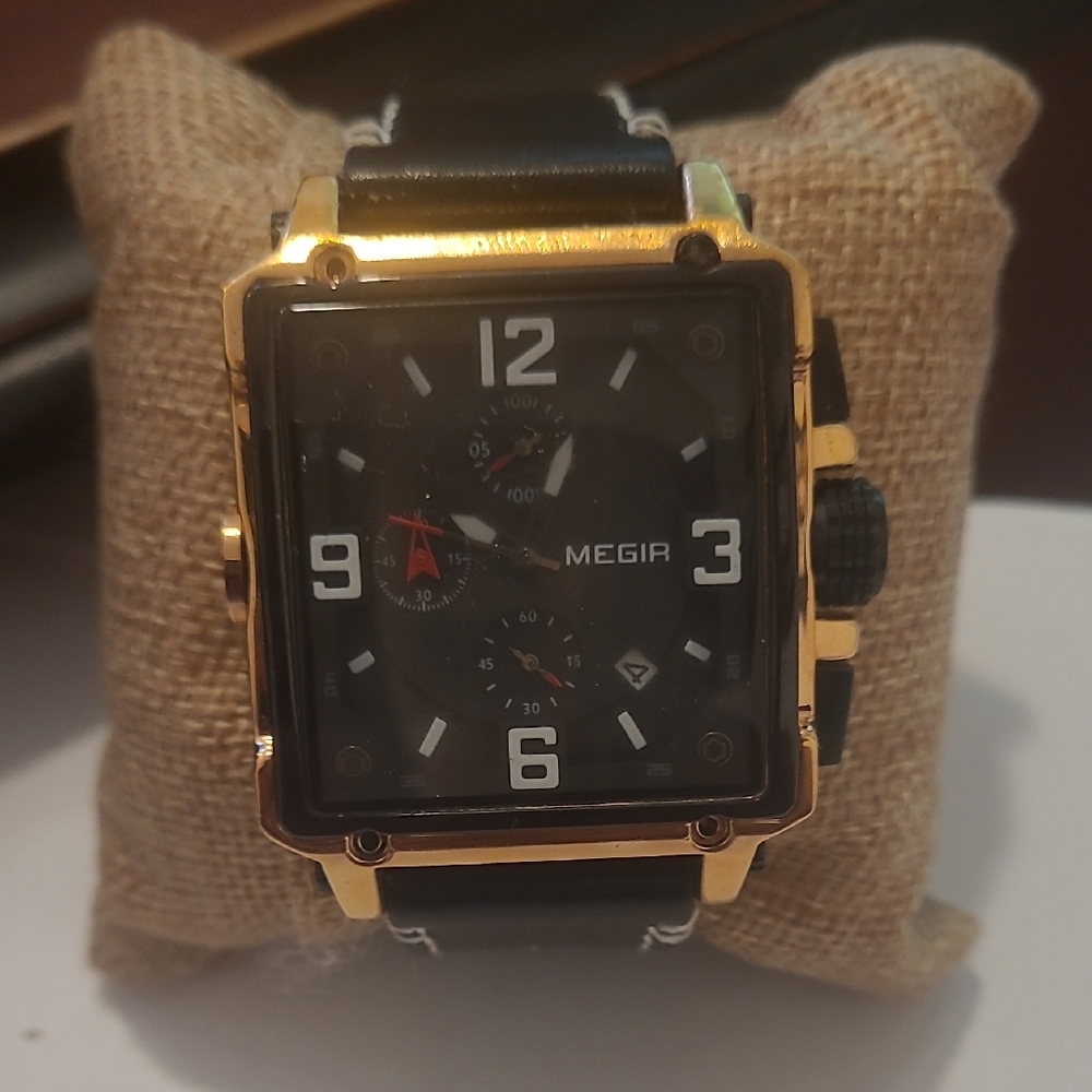 Black and Gold Square Men's Watch